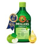 Moller’s ® | Omega 3 Cod Liver Oil | Omega-3 Dietary Supplements with EPA, DHA, Vitamin A, D and E | Superior Taste Award | Pure & Natural cod Liver Oil | 166 Year Old Brand | Apple | 250 ml