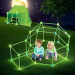 Fort Building Kit for Kids - 155 Pcs Glow in The Dark Creative STEM Building Toys, Fun Fort Indoor Outdoor Educational Toys Gift for Boys & Girls Age 5 6 7 8 9 10 Year Old