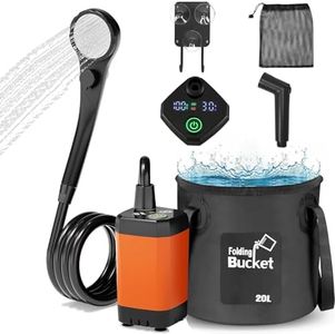 Homodoskey Portable Camping Shower, Upgrade 6000mAh Rechargeable Electric Shower Pump & 20L Collapsible Bucket, LED Display, Multiple Spray Modes, Portable Shower for Outdoor Camping Hiking