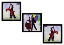 Indianara 3 Piece Set of Framed Wall Hanging Salsa Dance Art Prints 8.7 inch X 8.7 inch Without Glass