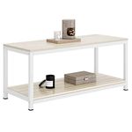 soges Coffee Table Square Coffee Tables Small 2 Tiers Sofa Table Side Table End Table Console Table, 39.3 * 15.7in, White Maple, TVST-100-MP-CA-N