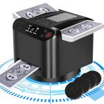 Automatic Card Shuffler and Dealer 360°Rotating 2 Decks Card Dealer with Wireless Remote,Ultra Quiet, Rechargeable, Works with UNO, Taco Cat Goat Cheese Pizza, Five Crowns, Monopoly Deal,etc (Black)