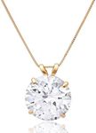 Amazon Collection 14k Gold Cubic Zirconia Solitaire Pendant Necklace for Women with 18 Inch Box Chain, 3.75 carat, Metal, Cubic Zirconia