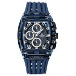 NAVIFORCE Men's Watch Fashion Sport Rectangle Wrist Watches (Chronograph/Waterproof/Luminous/Calendar) Silicon Strap Quartz Watch for Men (Blue)