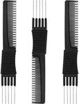 3 Pack Black Combs with Metal Prong