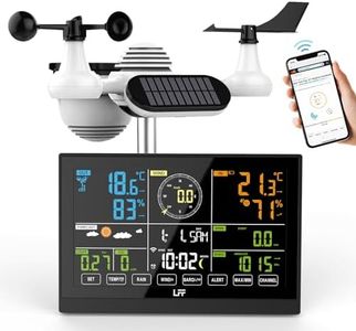LFF Wetterstation Funk mit Außensensor, Funkwetterstation mit Regenmesser, UV-Index, Windgeschwindigkeit/Richtung, Wettervorhersage, Barometer, WLAN-Wetterstationen mit 4 Stufen Hintergrundbeleuchtung