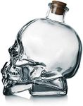 Skull Decanter Lead-Free Glass Skull Prop Whiskey Bottle with Cork Stopper (4oz) Transparent