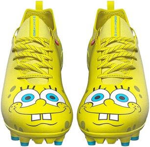 Phenom Elite Spongebob Quantum Speed 2.0 Football Cleats – Official Nickelodeon Yellow Edition | Lightweight, High-Performance Speed Cleats for Men & Kids | Superior Traction & Comfort (Medium, 10.5)