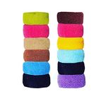 TRIPIN Thick Rubber Bands Hair Band Cottonthread, Extra Soft Colorful Bun Ponytail Holders for Girls and Women Multi-Colored (8CM) - Pack of 12 (Multi Color)