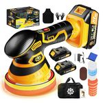 Cordless 21V Buffer Polisher Kit for Car –Car Buffer with 2×2000mAh Batteries, 6 Speed Settings & 18 Accessories – Powerful Polisher for Car Detailing & Waxing