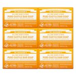 Dr. Bronner’s - Pure-Castile Bar Soap (Citrus, 140g, 6-Pack) - Made with Organic Oils, For Face, Body and Hair, Gentle and Moisturizing, Biodegradable, Vegan, Cruelty-free, Non-GMO