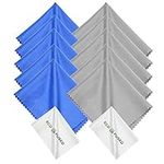 Microfiber Cleaning Cloth - 6 x 7" Blue/Grey Microfiber Cloth with White Cleaning Cloth - 12 Pack Microfiber Cleaning Cloth for Glasses & Camera Lens