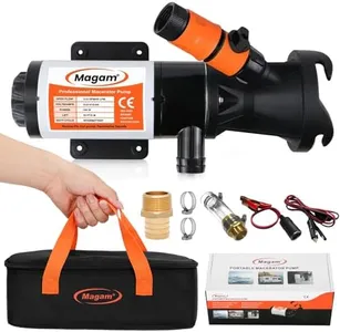 RV Macerator Pump 12V,12GPM Suction 3.2 feet Lift 10 feet with Garden Hose Discharge Port,Quick Release Sewage Pump with Fresh Water Rinse and Manual Crushing Function,for Boat Marine RV Campe