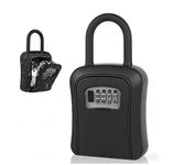 Diyife Key Lock Box, [Upgraded Large Capacity] Full Waterproof 4 Digit Combination Lock Box for Keys Outdoor with Protective Cover, Removable Shackle for Outdoor Home, Office, Airbnb, Hotel (Black)