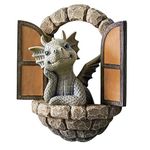 YOKIOU Garden Decor Dragon Outside 6”, Garden Gnomes Statues Yard Decorations Dragon Exterior Hanging Decoration Resin (Window)