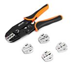 KF CPTEC Crimping Tool Set 5PCS - Ratchet Wire Crimper Kit - Quick Exchange Jaw for Heat Shrink, Insulated Electrical Connectors, Insulated and Non-Insulated Ferrules, Non-Insulated Terminal Crimper