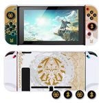 DLseego Zelda Protective Case for Switch 2017 Version, Dockable Hard Shell Cute Cover Case for Zelda Joycon Controller with 4PCS Thumb Grips Caps - White Kingdom