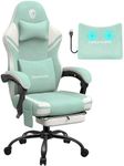 Gaming Chair, Tech Fabric Computer Chair with Massage, Office Chair with Pocket Spring Widened Cushion, High Back Ergonomic Chair with Footrest Lumbar Support Upgraded Metal Legs 350LBS (Green)