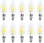 TooToo 10pcs 4w 6w Edison Light Bulb Vintage Industrial Cafe Bar Filament Led Globe E14 (10x(4W-Candle-Cool White))