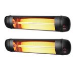 Heatlab 2kW Quartz Bulb Wall Mounted Infrared Outdoor Patio Heater with Remote Control in Black Pack of 2