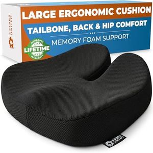 5 STARS UNITED Seat Cushion - Memory Foam Chair Cushion for Tailbone Pain Relief - Ergonomic Support for Coccyx, Sciatica & Butt - Office, Desk & Gaming Chair, Car Seat, Wheelchair, Black