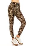 ALWAYS Women Drawstrings Jogger Sweatpants - Super Light Skinny Fit Premium Soft Stretch Leopard Animal Print Pockets Pants 2XL