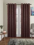 Amazon Brand - Solimo Polyester Printed Blackout Emboss Door Grommet Curtains(Pack of 2, 7 Feet, Brown - Dark)