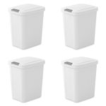 Sterilite 10438004 7.5 Gallon/28 Liter TouchTop Wastebasket, White, 4-Pack