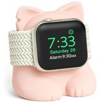 ELETIUO Charger Stand Compatible with Apple Watch Series 49/45/44/42/41/40/38mm iWatch Ultra2/Ultra/9/8/7/6/SE2/SE/5/4/3/2/1 Accessories,Silicone Charging Dock Organizer Supports Night Stand Mode,Pink