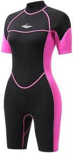 AICARSHI 3mm Shorty Wetsuit for Women - Neoprene Dive Skin Back Zip Scuba Diving Suit One Piece Wet Suits Full Body Rash Guard for Diving Snorkeling Surfing Swimming, Medium