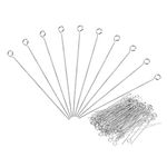 PATIKIL 200Pcs 304 Stainless Steel Jewelry Eye Pins 70mm 22 Gauge Silver Open Eye Pins for Jewelry Making DIY Craft Necklaces Bracelets Earrings