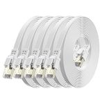 BAHIWOM Cat8 Ethernet Cable 0.5m (5 Pack), 40 Gbit/s 2000 MHz Lan Network Cable Gigabit Patch Cable, Flat Internet Cable Compatible with Router, with Modem, with PC, with Laptop - White