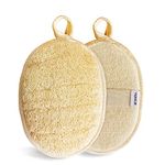 Natural Loofah Sponge Exfoliating Body Scrubber (2 Pack),Made with Eco-Friendly and Biodegradable Shower Luffa Sponge, Loofah for Women and Men, Beige…