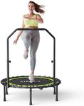 LifeOG 350 LBS Foldable Mini Trampoline, 40" Fitness Trampoline with Bungee Cords, 4 Level U Shape Adjustable Foam Handle, Stable & Quiet Exercise Rebounder for Adults Indoor/Garden Workout
