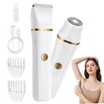 Lady Shavers for Women 2-in-1,Bikini Trimmer Woman IPX7 Waterproof,Body Trimmer Rechargeable,Pubic Hair Trimmer for Women Wet and Dry,Painless Electric Foil Shaver for Body,Arms Legs Underarms, Cream
