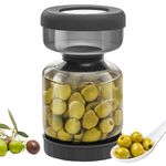 WhiteRhino Glass Pickle Jar with Strainer Flip,1000ML Pickle Container,Hourglass Pickle Juice Separator Jar for Olives,Gherkins Sliced Pickles,Leakproof Airtight Lid and Refrigerator -Grey/34oz