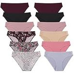 FINETOO 12 Pack Women’s Seamless Hipster Underwear No Show Panties Invisibles Briefs Soft Stretch Bikini Underwears XS-XL