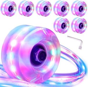 Rolitwils 8 Pack 78A Light up Roller Skate Wheels 32 * 58/36 * 65mm,Skate Wheels with Bearings Installed for Indoor or Outdoor Double Row Skating and Skateboard Accessories