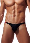 Newsywell Men's G-String Thong Micro G-String Thong Bulge Bikinis Microfiber Low Rise Briefs Underwear Black Large