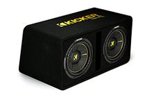 Kicker Dual 10-Inch 1200 Watt 2 Ohm Vented Loaded Subwoofer Enclosure, 44DCWC102