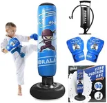 RORALA Inflatable Punching Bag for Kids with Boxing Gloves and Manual Air Pump, 66 Inch Children's Boxing Bag Set for Boys and Girls Gift Aged 3 to 12 to Practice Karate, Taekwondo