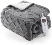 CAROMIO Heated Throw Blanket - Thick Tufted Sherpa Electric Blanket Throw with 10 Heating Levels and 10 Time Settings, ETL Certified Machine Washable Fast Heating Blanket Throw 50"×60", Grey