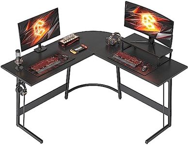 CubiCubi Bureau Gaming Angle 120x120cm, Bureau d'angle avec Support d'écran, Bureau Gamer en Forme de L, Table Gaming pour Jouer, Etudier et Travailler, Noir