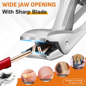 DRMODE Nail Clippers for Thick Nails – Wide Opening, Angled Head, Heavy Duty Trimmer for Seniors, Men & Women