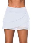 Aleumdr Women's Waistband Swimdress Ruffle Swim Skirts Swimsuit Bottom Swimming Skirt White Small 4 6