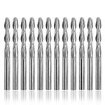 12 Pcs 1/8"(3.175mm) Ball Nose End Mills, AFUNTA Ball Nose Bits 3mm Cutting Dia Cutter, Tungsten Steel Upcut Bit 17mm Flute Length