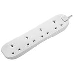 Masterplug Four Socket Long Extension Lead, White, 3 Metres