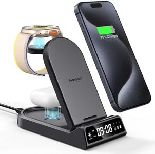 SwanScout Wireless Charger Station for iPhone, 4 in 1 Wireless Charging Station for iPhone 15 14 13 12 Pro Max, Watch Charger for iWatch 9/Ultra/SE/8/7/6/5/4/3/Air pods Pro 3 2