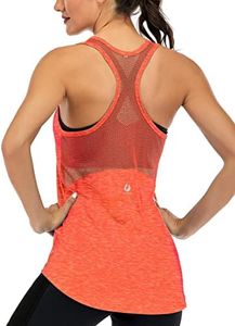 ICTIVE Women's Sleeveless Mesh Racerback Workout Tank Top - Yoga, Gym, Running Activewear - Neon Orange M