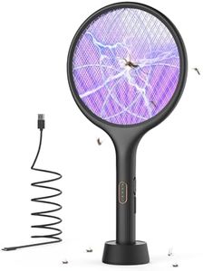 YISSVIC Electric Fly Swatter 4000V Bug Zapper Racket Dual Modes Mosquito Killer with Purple Mosquito Light Rechargeable for Indoor Home Office Backyard Patio Camping